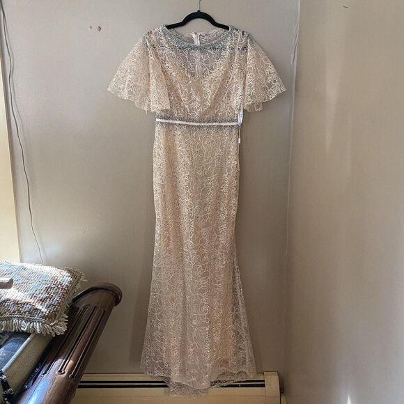 Mac Duggal Butterfly Sleeve Trumpet Evening Gown Dress Pink Sz 4 $598 prom bride - Picture 11 of 11